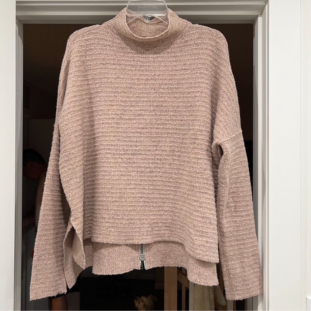 Free People Wool & Linen Arctic Fox Zip Back Sweater Small